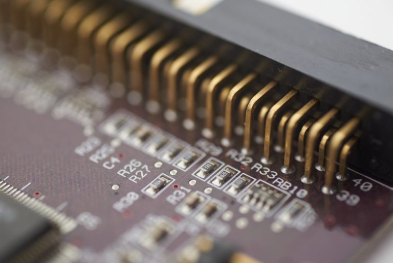 Macro photograph of a circuit board