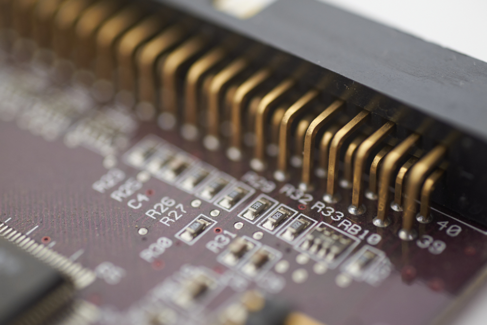 Macro photograph of a circuit board